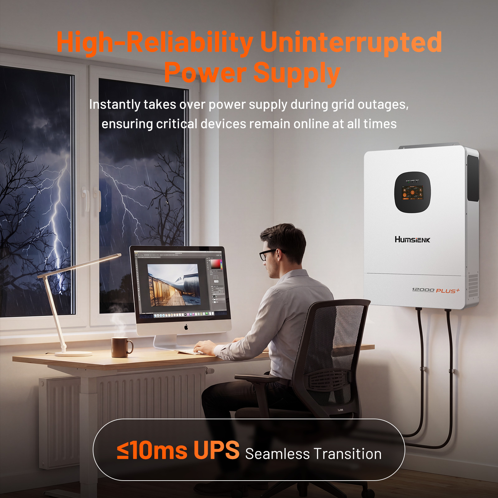 Humsienk 48V 12000W Solar Hybrid Inverter 3-in-1 120V/240V Split Phase Dual MPPT