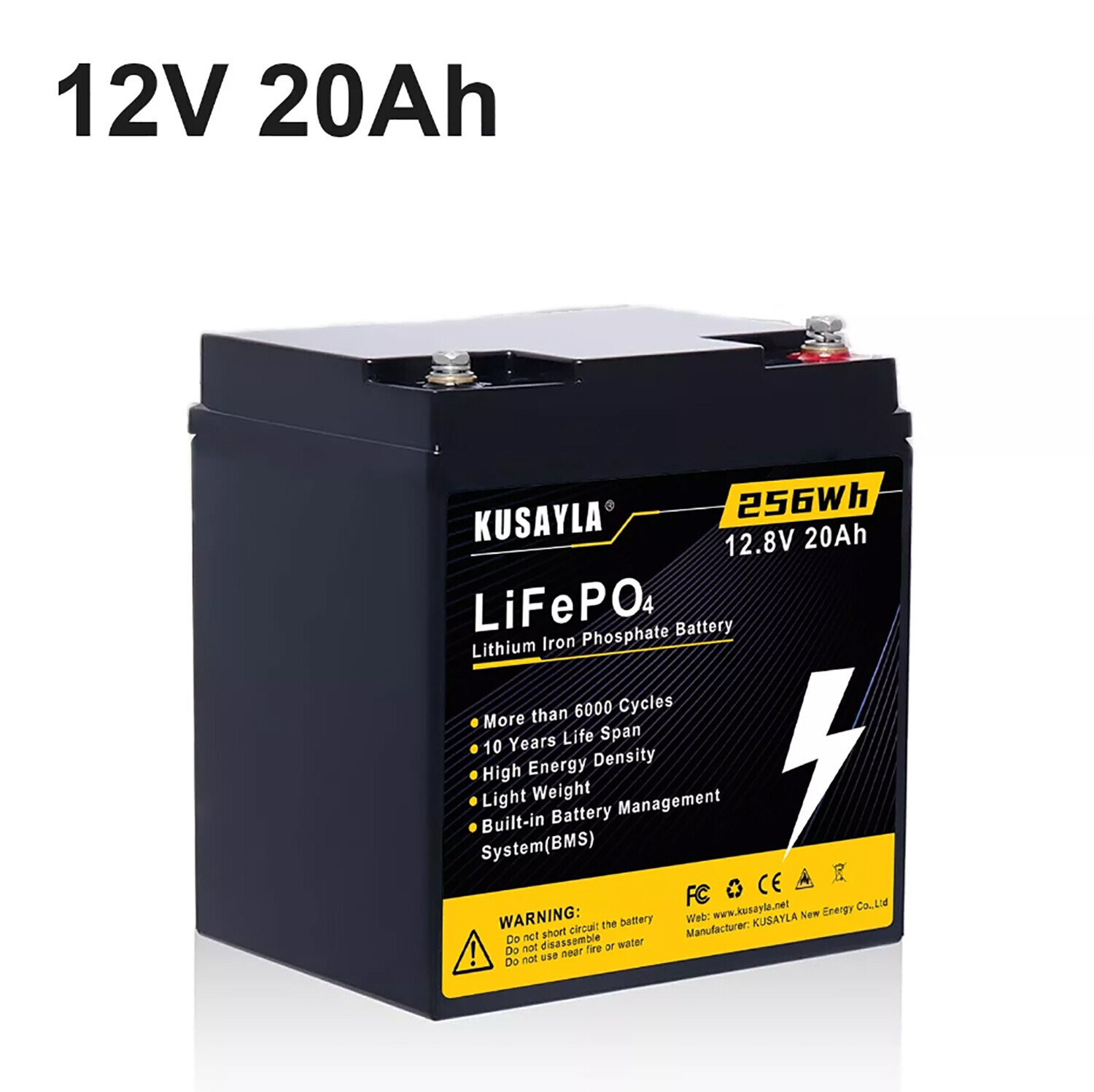 12V LiFePO4 Lithium Battery 200Ah 100Ah 50Ah 20Ah Deep Cycle for RV Solar Boat
