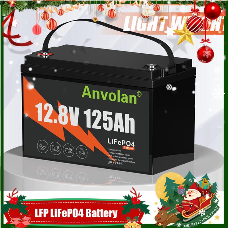 12V 125AH 1600Wh LiFePO4 Lithium Battery Low-Temp For RV Solar Panel Off-grid