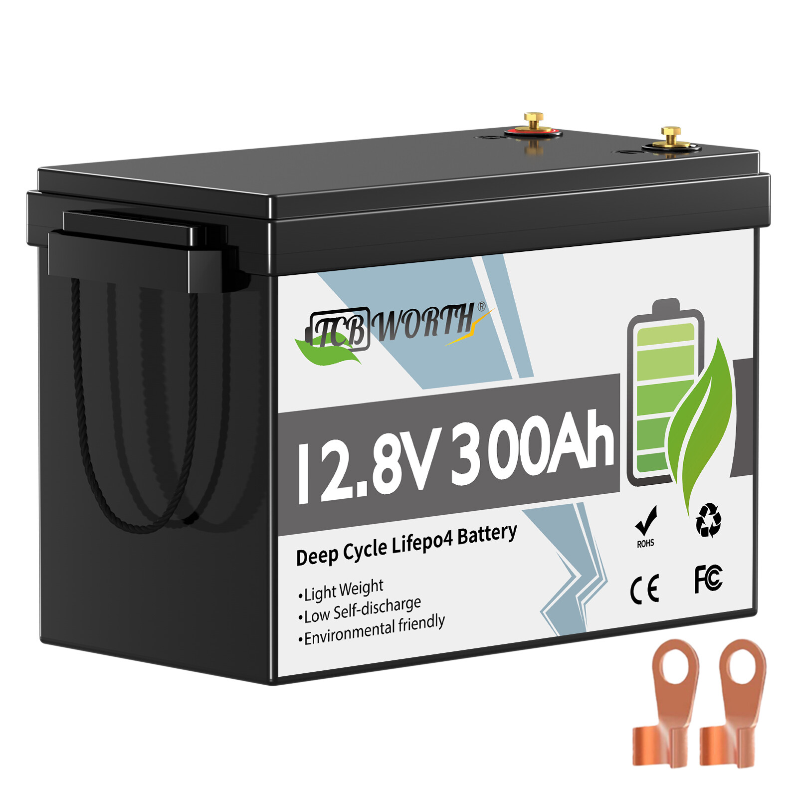 TCBWORTH 12V 300Ah LiFePO4 Lithium Battery 3840Wh Low-Temp For RV Home Off-Grid