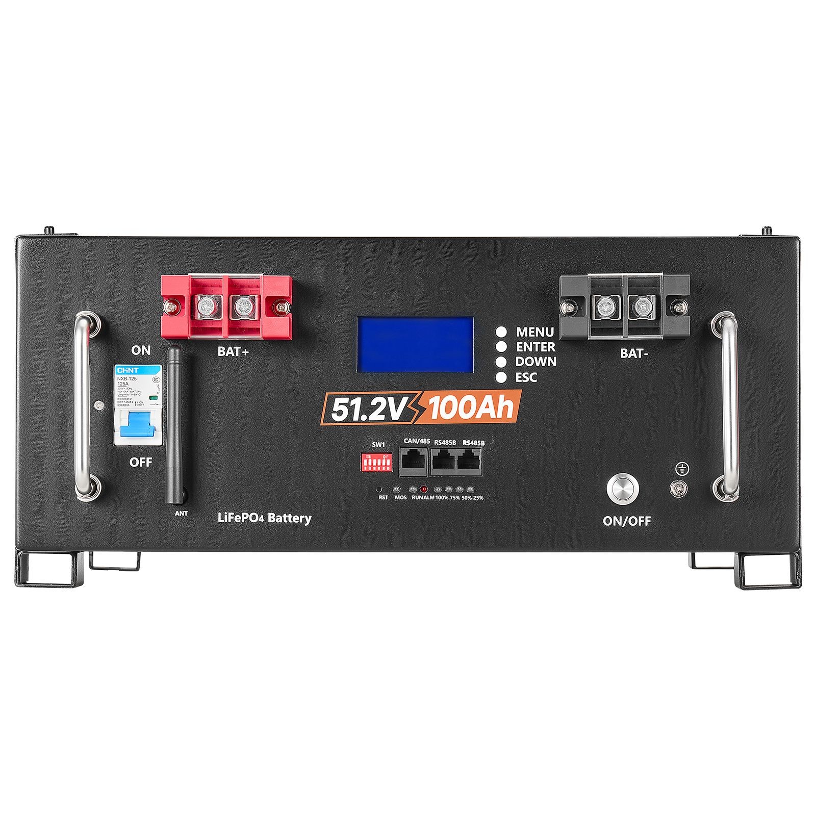 48V 100Ah LiFePO4 Lithium Battery, Built – in 100A BMS, 51.2V Server Rack