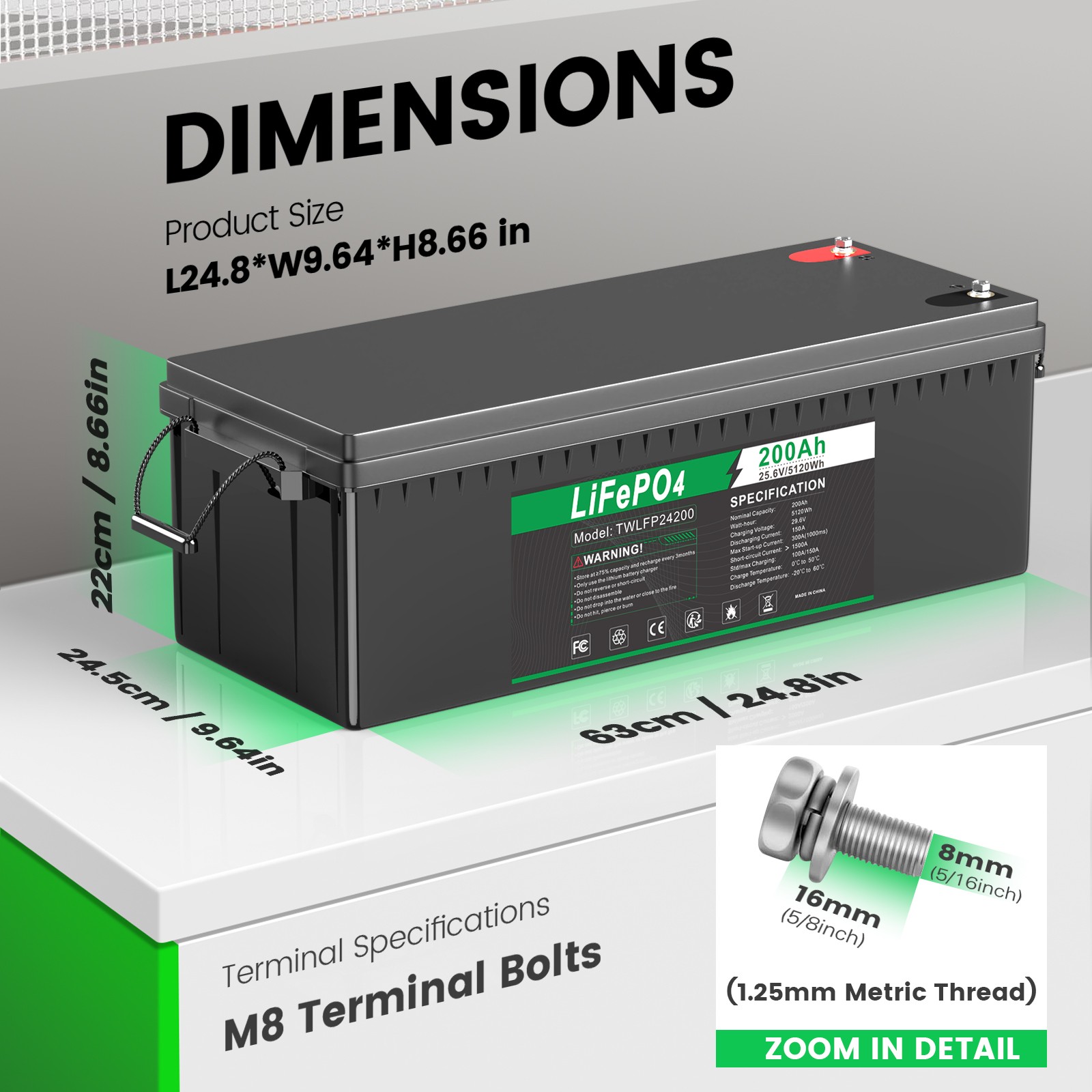 12V 300Ah lifepo4 lithium Battery BMS Deep Cycle Solar For Off-grid RV Marine US