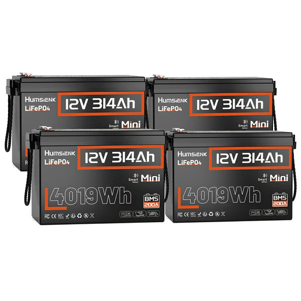 4Pack 12V 300Ah 314Ah LiFePO4 Lithium Battery Deep Cycles Solar RV Home Backup