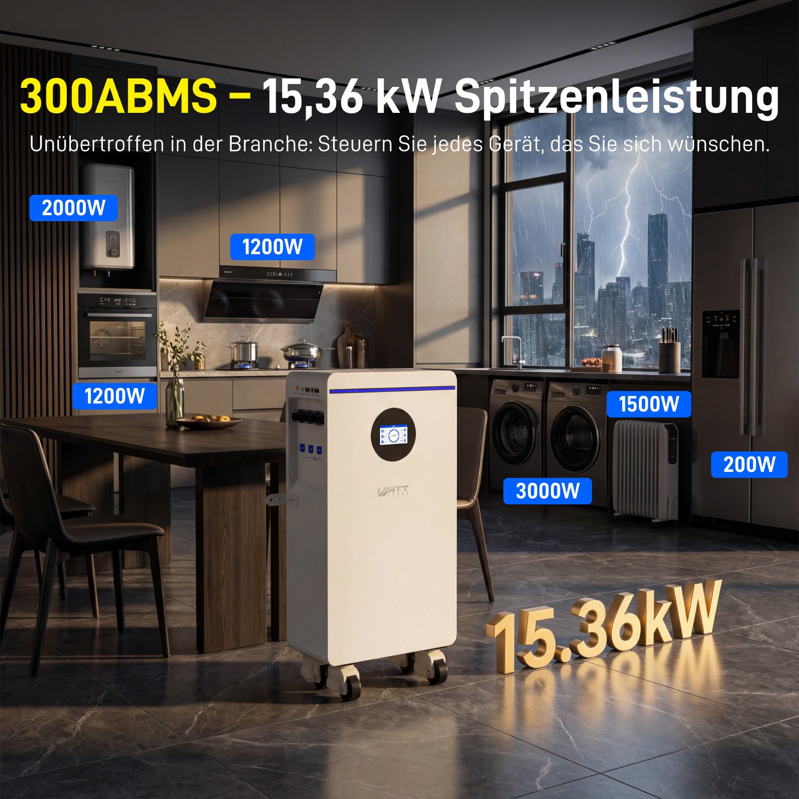48V 314Ah Lithium Battery Vertical Standing with Dual-Head Quick-Connect Cable