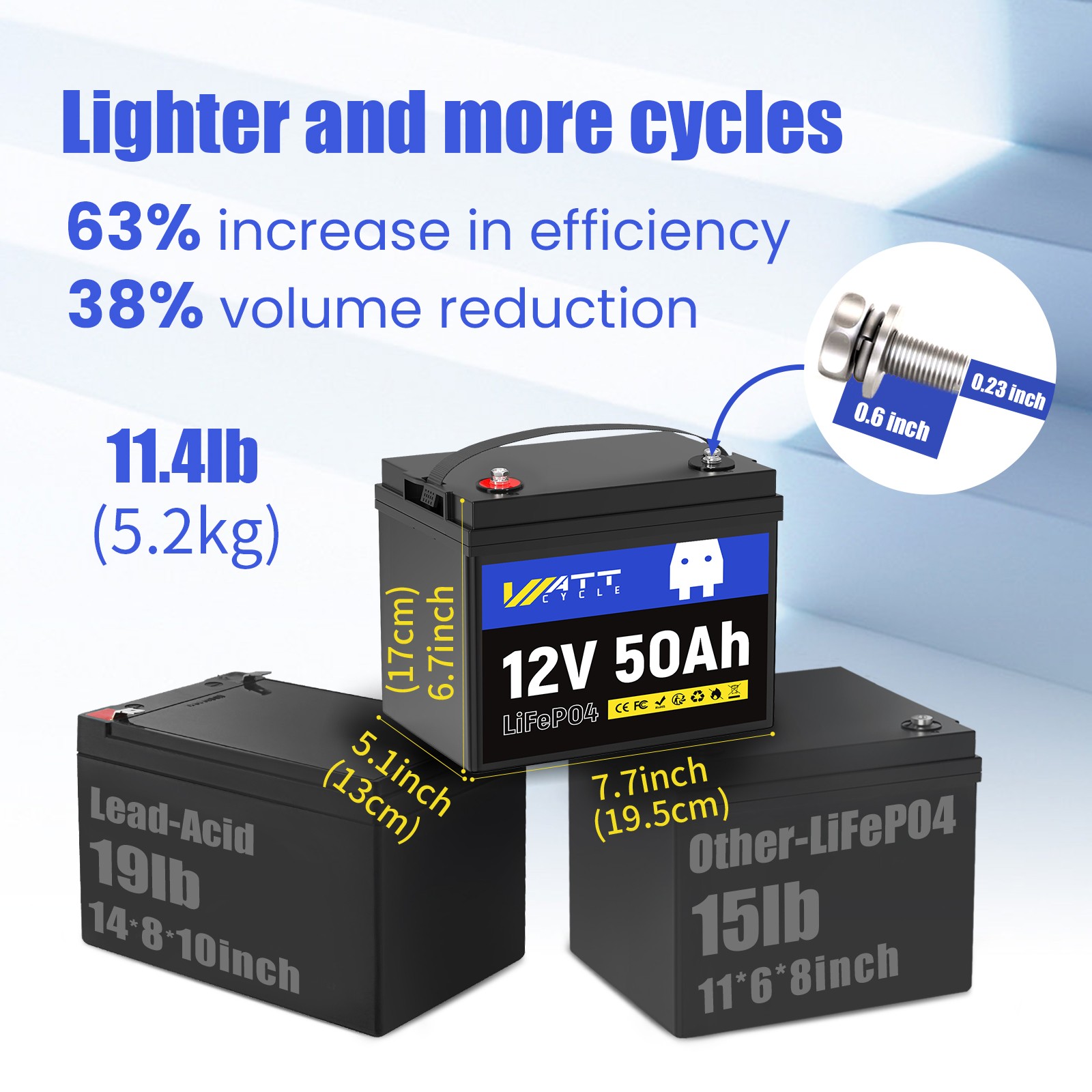 12V 20Ah 50Ah 100Ah Lithium Iron Phosphate Battery for RV Camping Boat Yacht