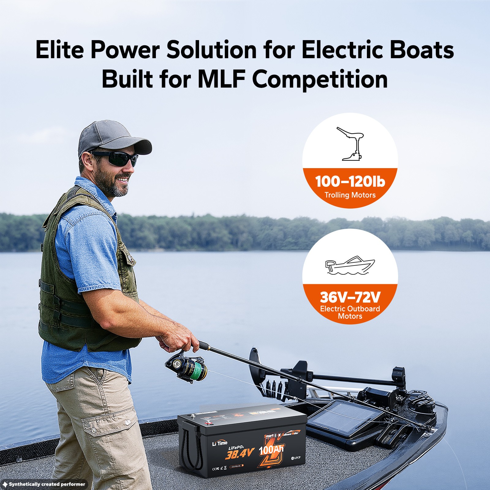 LiTime 36V 100Ah LiFePO4 Lithium Battery For Outboard Trolling Motor-Refurbished