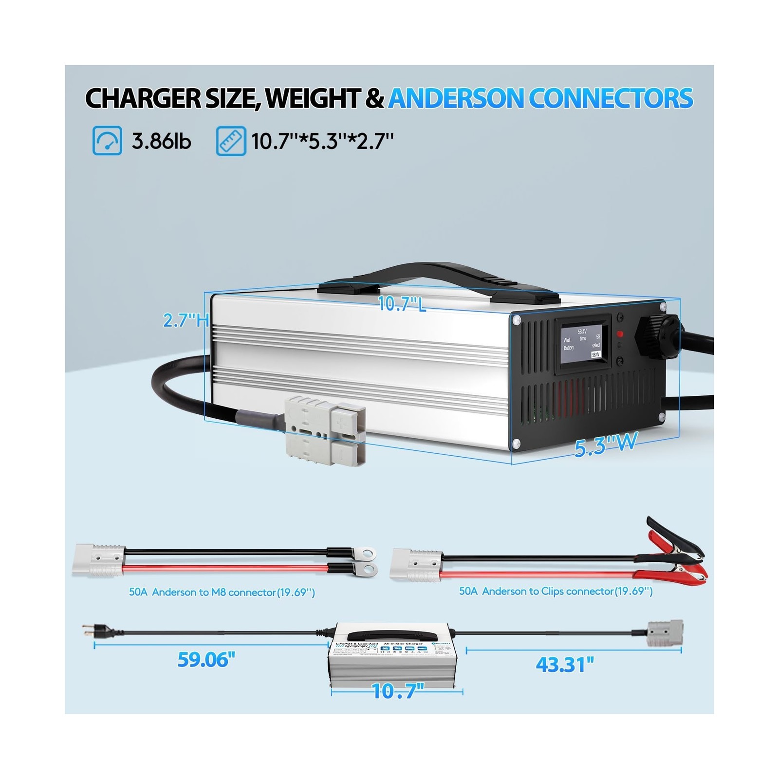 24V/36V/48V LiFePO4 & AGM All in One Battery Charger,LiFePO4 29.2V,43.8V,58.4…