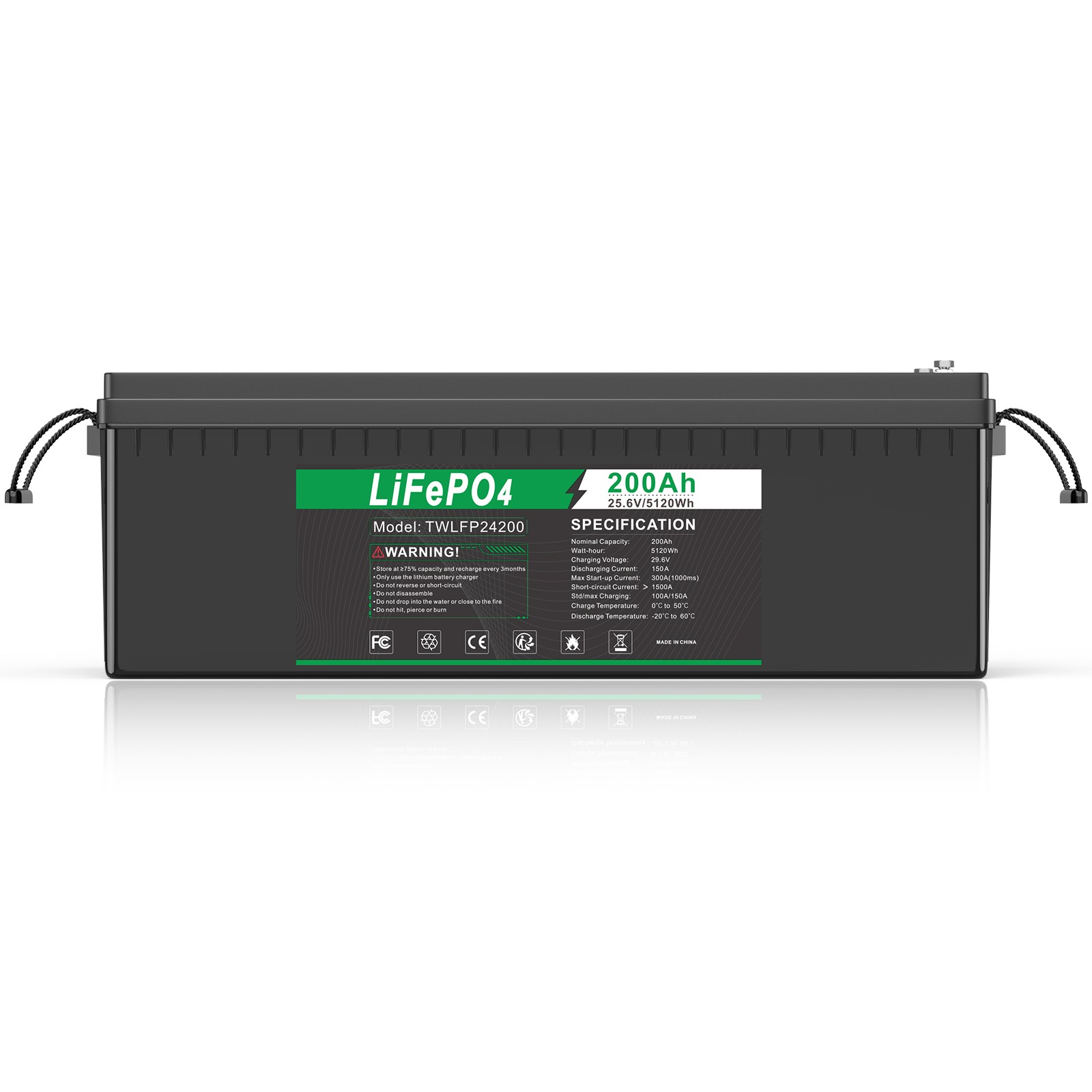 24V 100Ah 200Ah LiFePO4 Lithium Battery BMS Deep Cycles for RV Solar Boat Marine