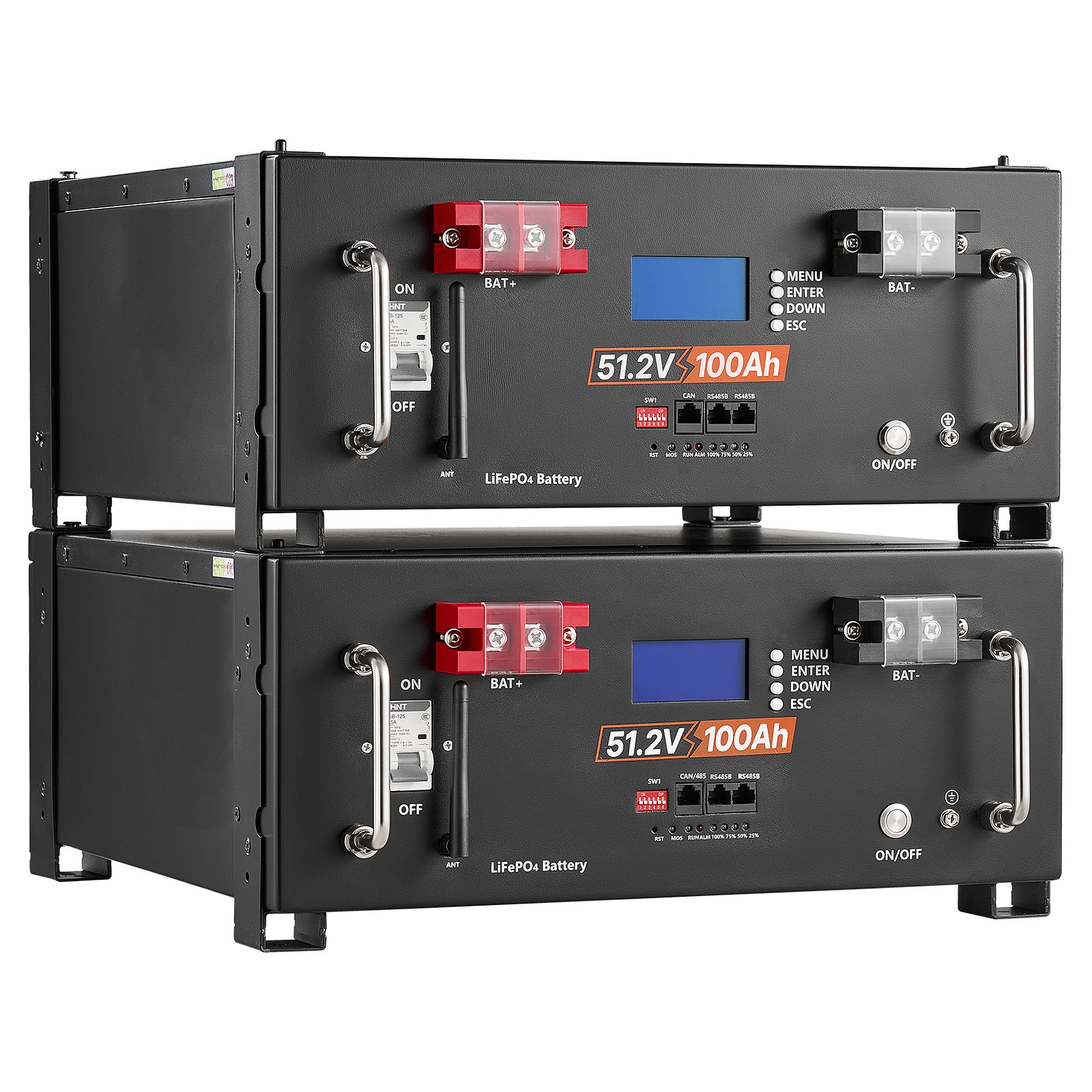 Uimoso 48V 100Ah LiFePO4 Lithium Battery with 100A BMS for Server Racks, 2 Units