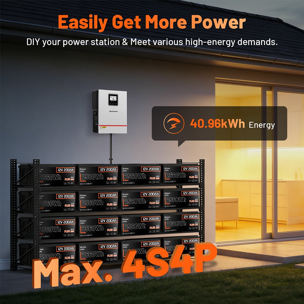 2560Wh 12V 200Ah Plus Lithium LiFePO4 Battery 250A BMS Boat Camping RVs Off-Grid