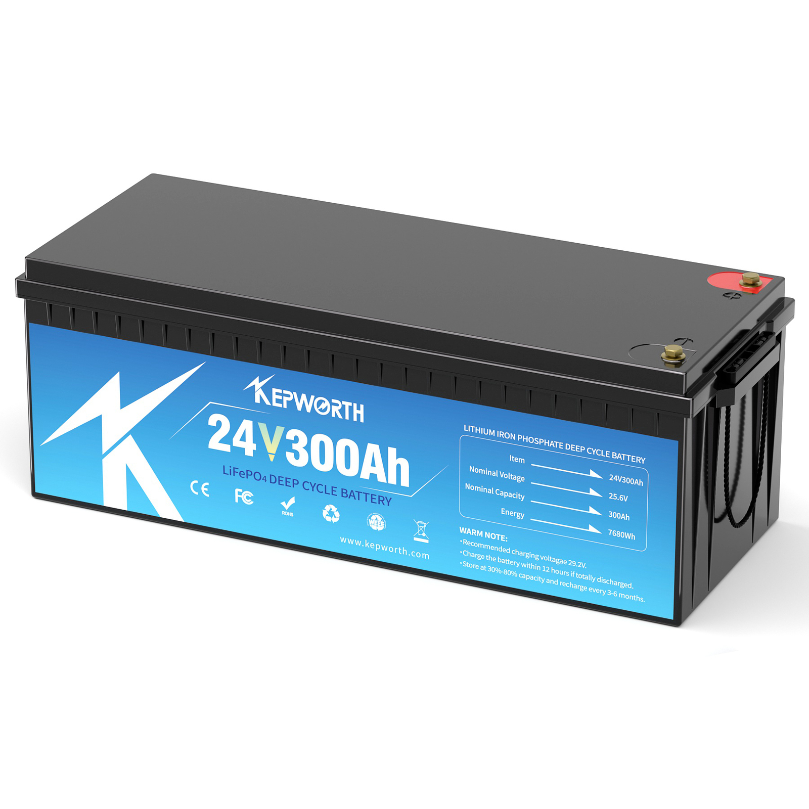 LiFePO4 24V 300Ah Lithium Battery 7.68Kw BMS Off Grid 20000+ Deep Cycle RV Solar