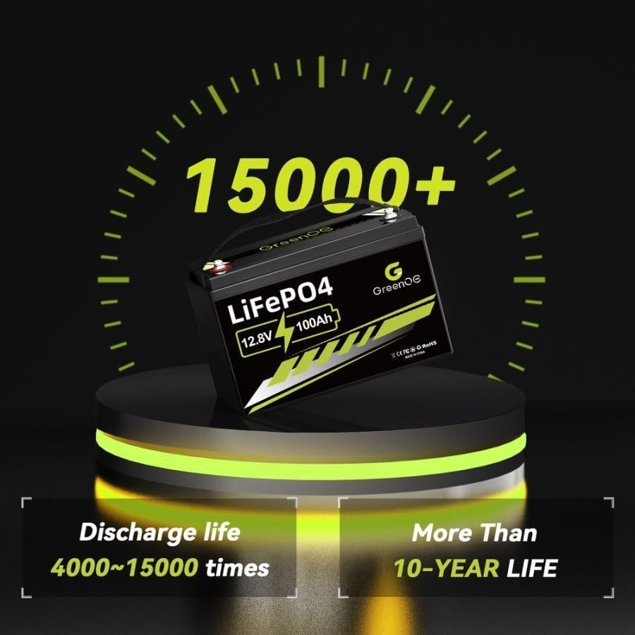 GreenOE 2 Pack 12V 100Ah LiFePO4 Battery Group 31 With Built-in 100A BMS For RV