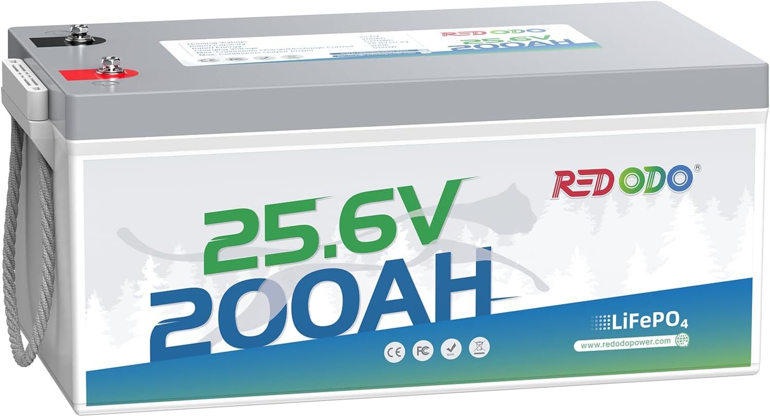 Redodo 24V 200Ah LiFePO4 Lithium Battery 200A BMS 5120Wh Energy For RV Marine