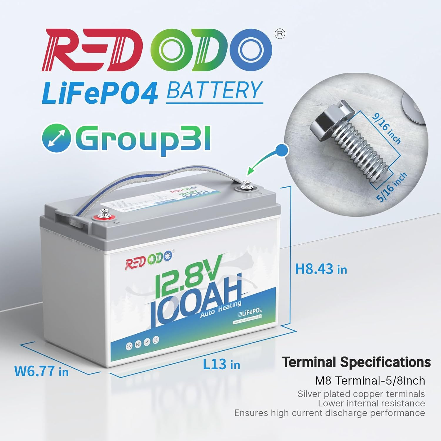 12V 100Ah Self-Heating Lithium Battery | for RV, Boats, and Solar Home Systems