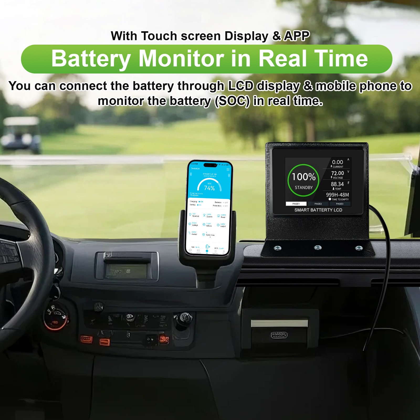 72V 105Ah LiFePO4 Golf Cart Lithium Battery w/ 18A Charger for GEM ICON EZGO TXT