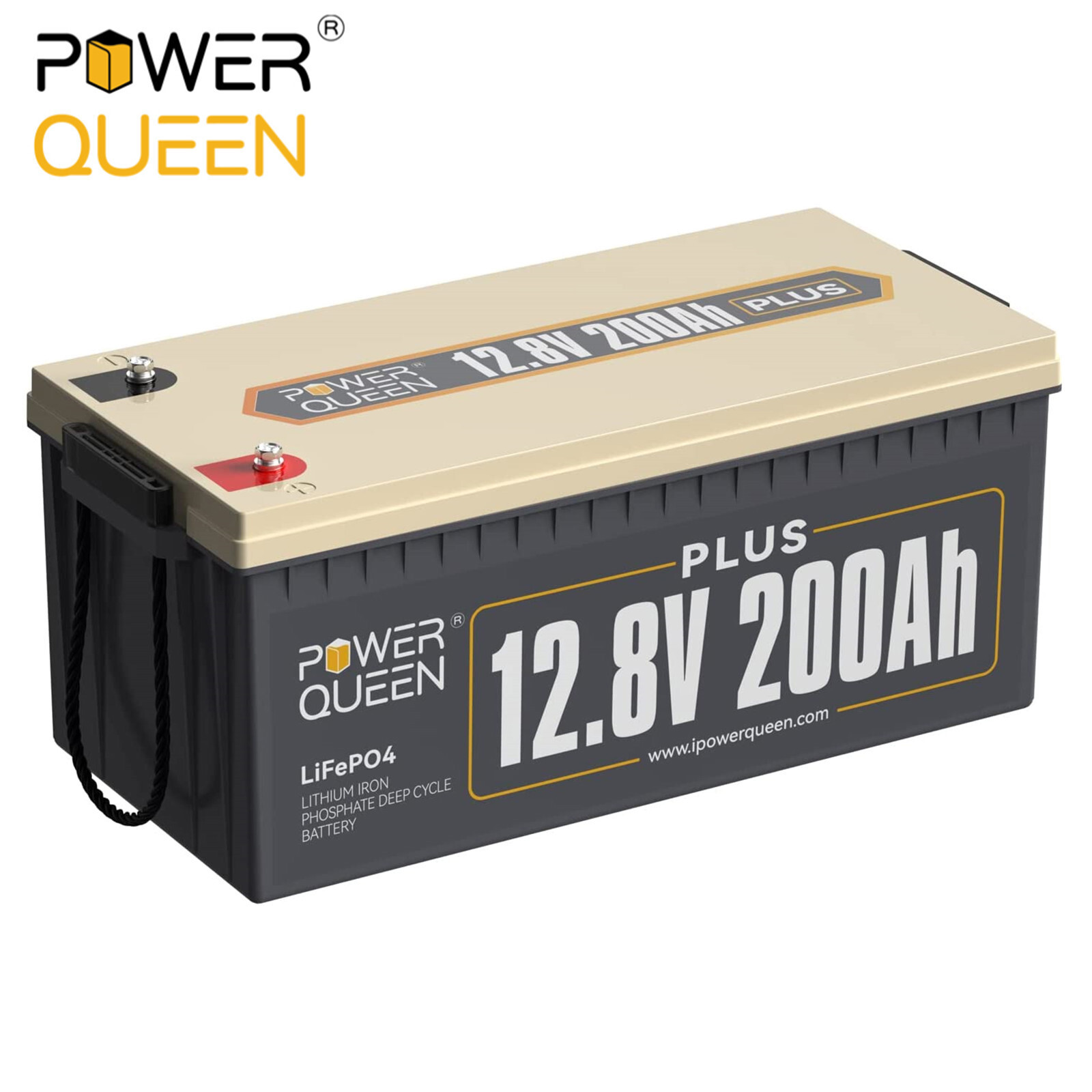 Power Queen 12V 200Ah Plus LiFePO4 Lithium Battery 200A BMS for Marine Camper