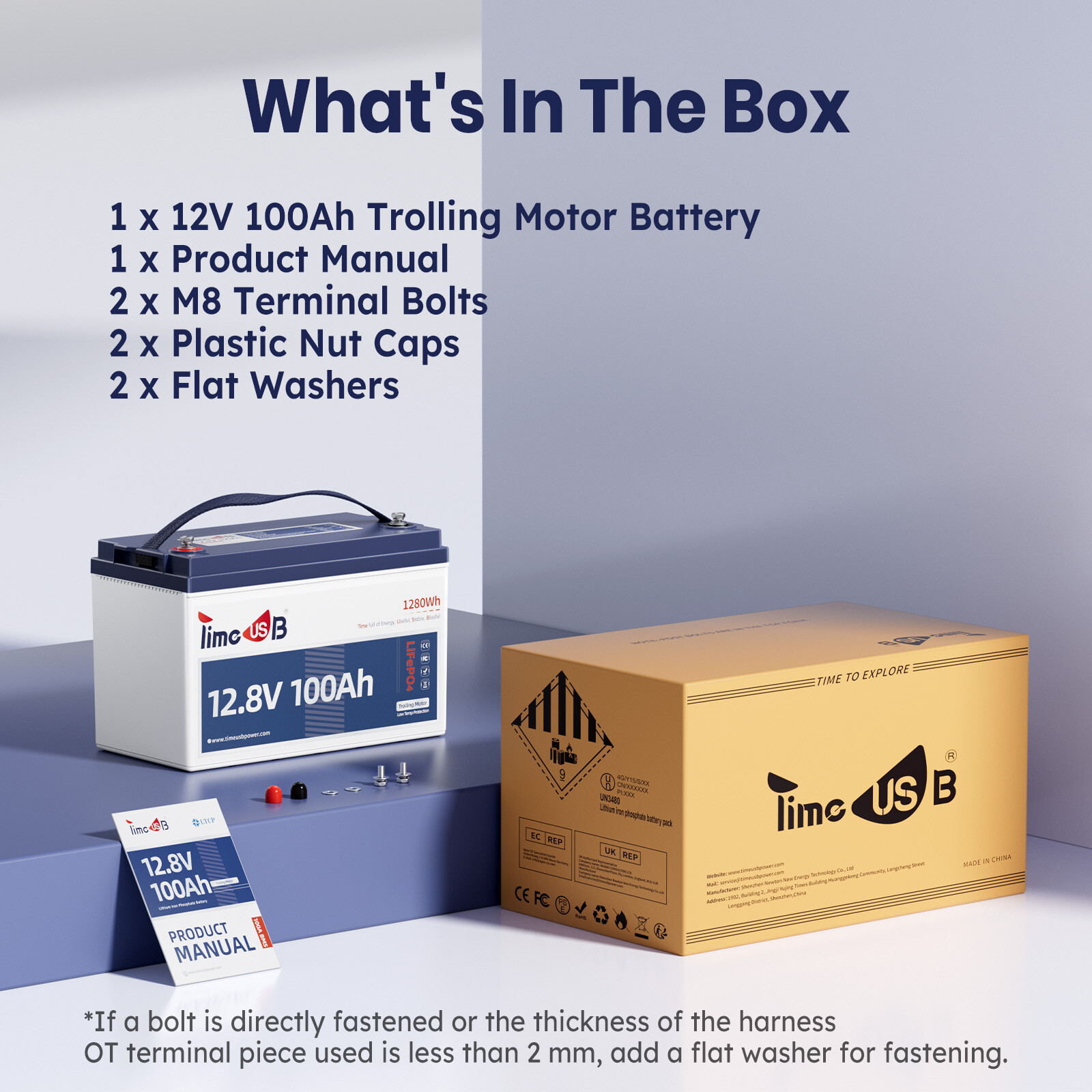 12V 100Ah LiFePO4 Battery with Low Temperature Cut off Protection For RV Marine