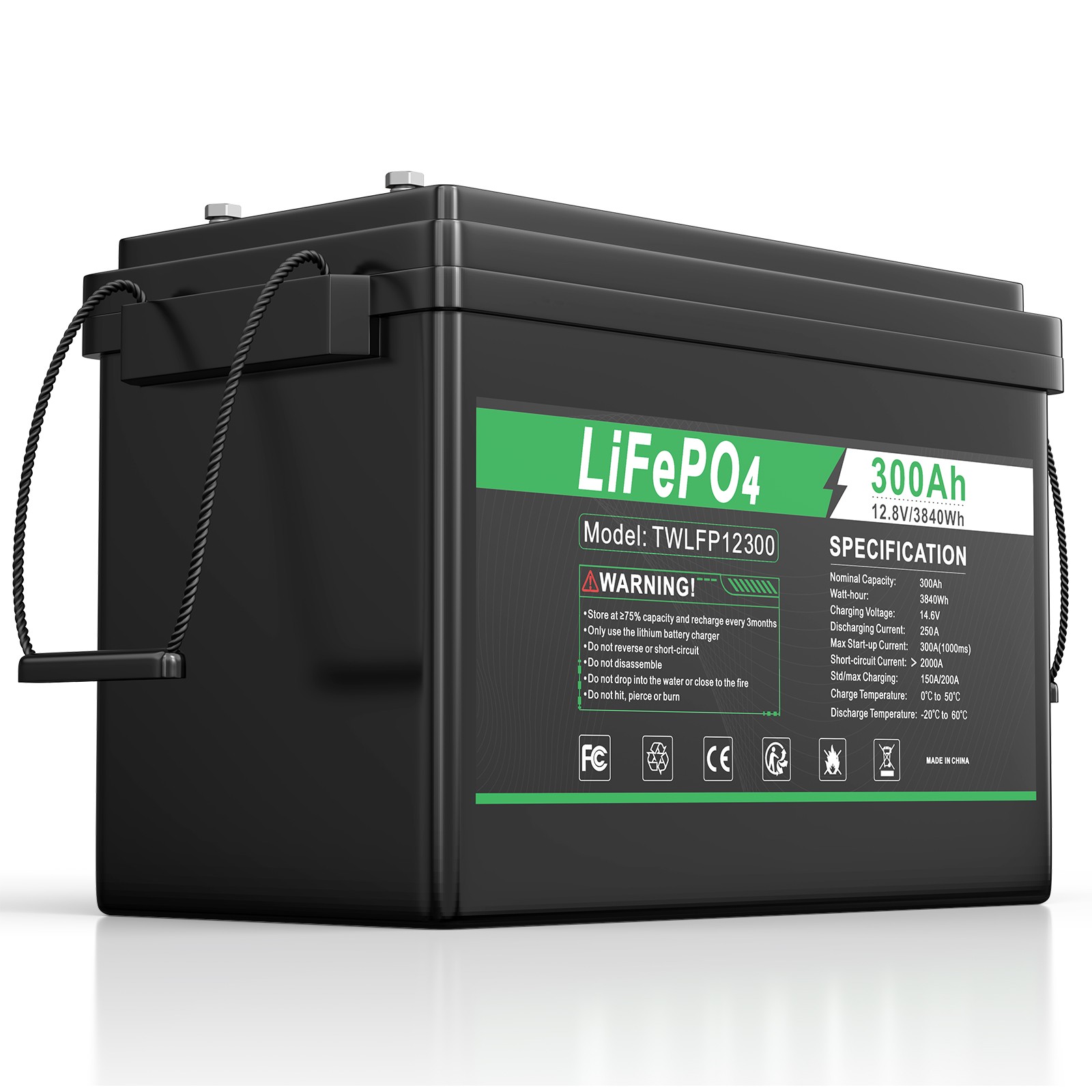 12V 300Ah LiFePO4 Lithium Battery BMS 3000+ Deep Cycles for RV Solar Marine