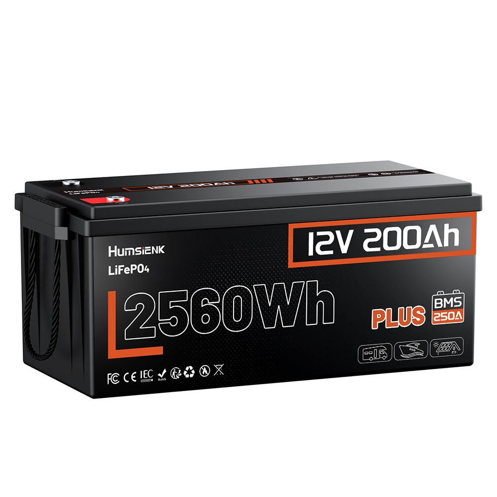 2560Wh 12V 200Ah Plus Lithium LiFePO4 Battery 250A BMS Boat Camping RVs Off-Grid
