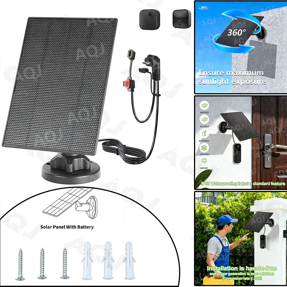 Solar Panel for Blink Camera Outdoor, 3W Blink Camera Solar Panel Compatible