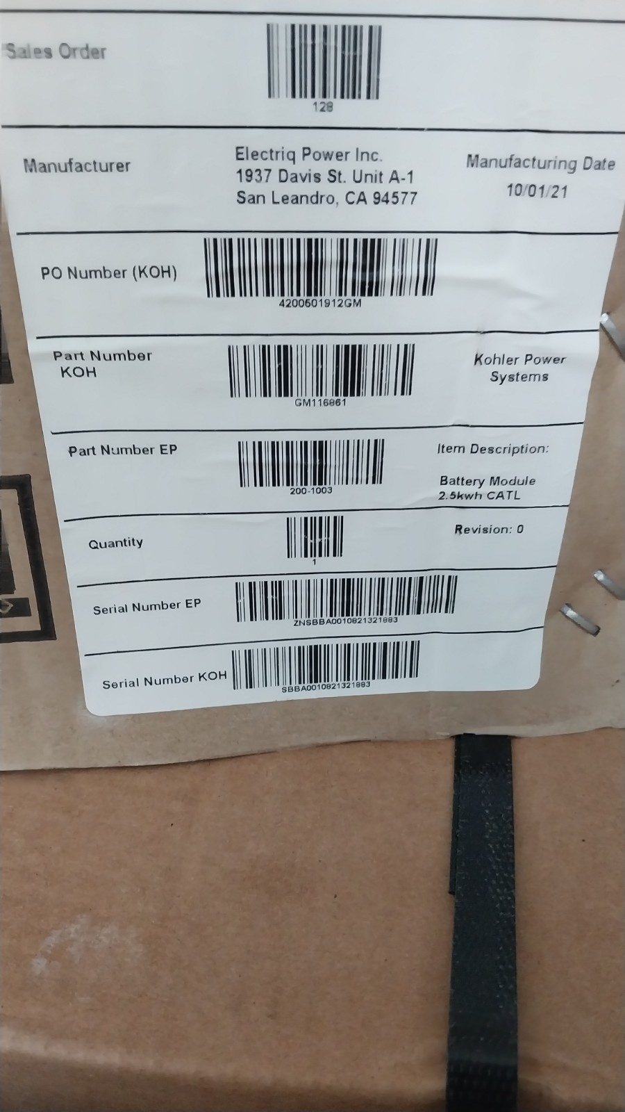 Kohler CATL_LFP 100Ah 2.56v LBM025100A NEW