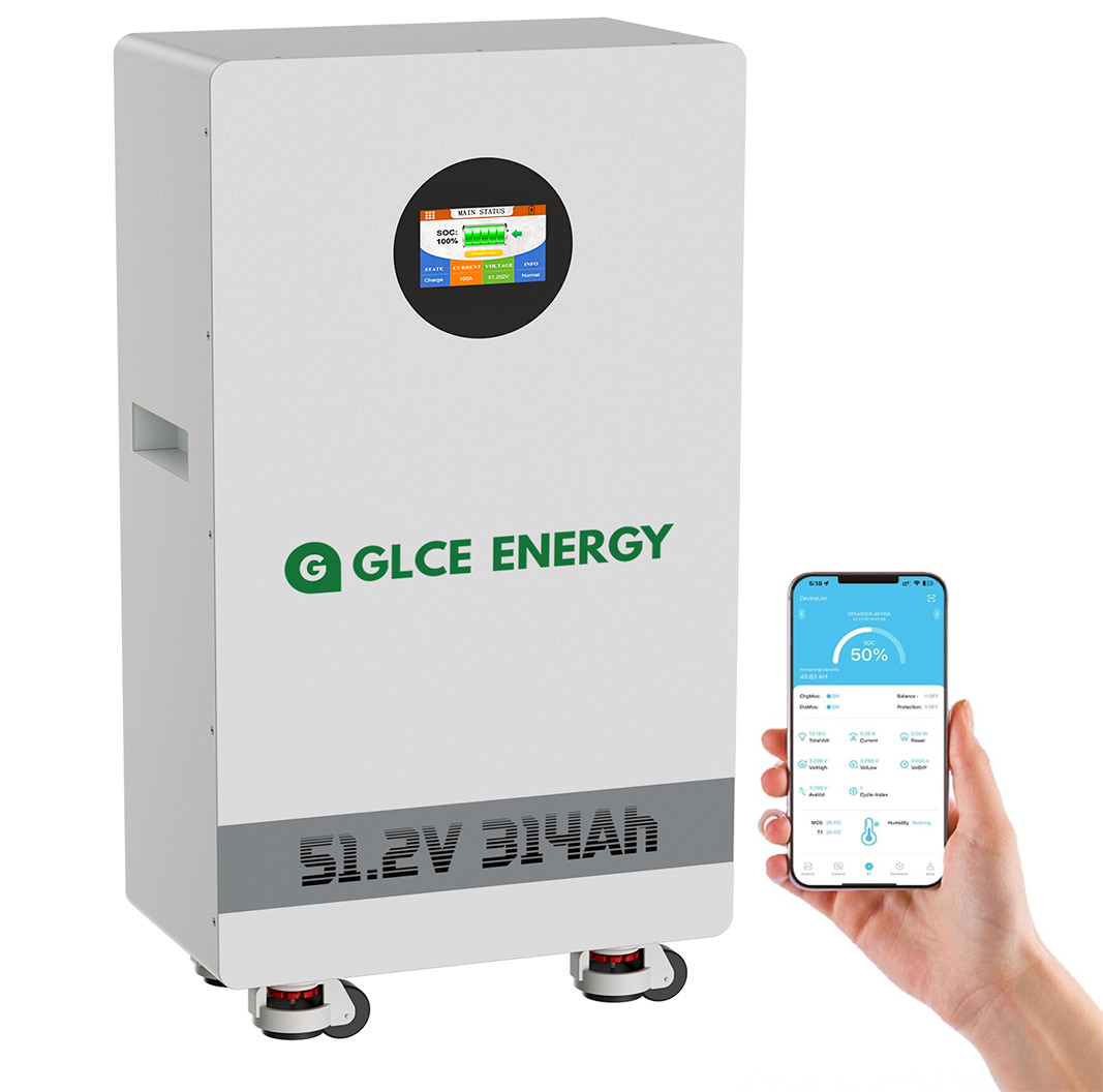 GLCE ENERGY 16.07kWh 48V 314AH LiFePO4 Battery Vertical Standing Solar Backup