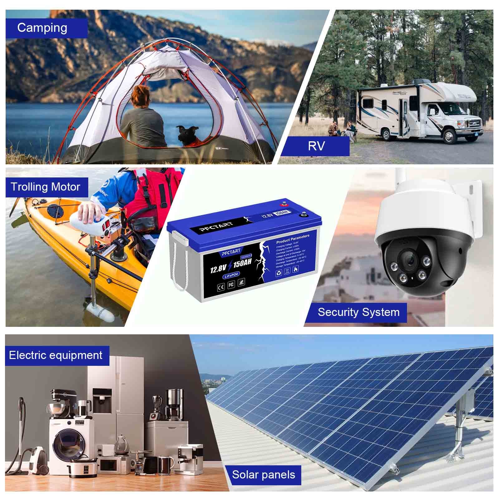 150AH 12V LiFePO4 Lithium Battery Deep cycle with 100A BMS for RV Boat Off Grid