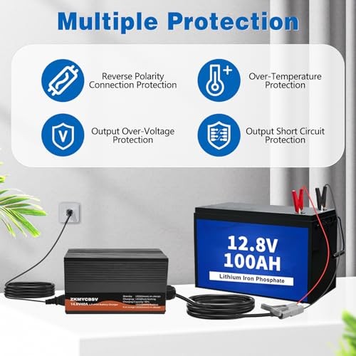LifePO4 Battery Charger, 12V 40A Lithium Battery Charger for 12.8V 14.6V 40A