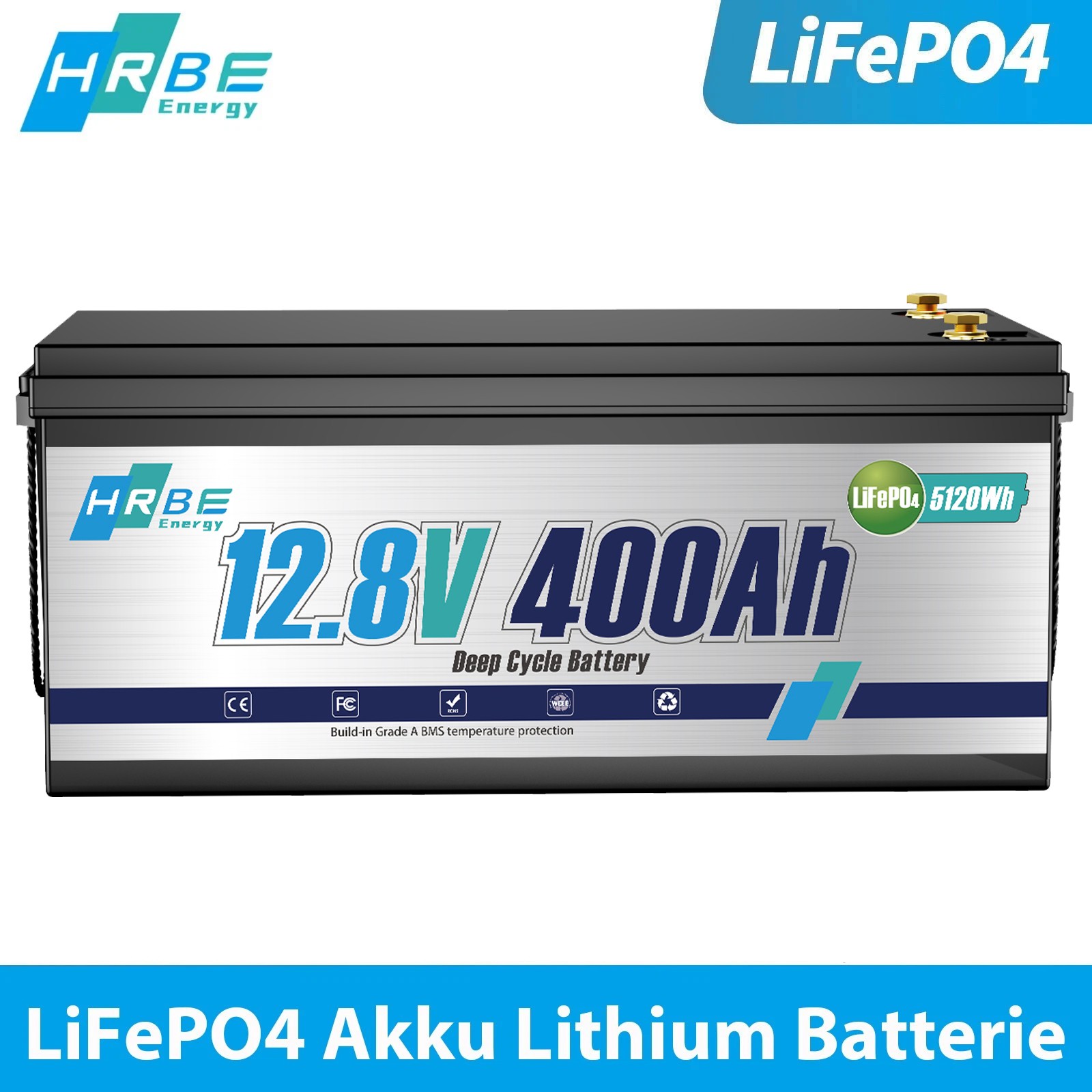 12V 400Ah LiFePO4 Lithium Battery BMS for RV Off-grid Marine 15000+ Deep Cycle