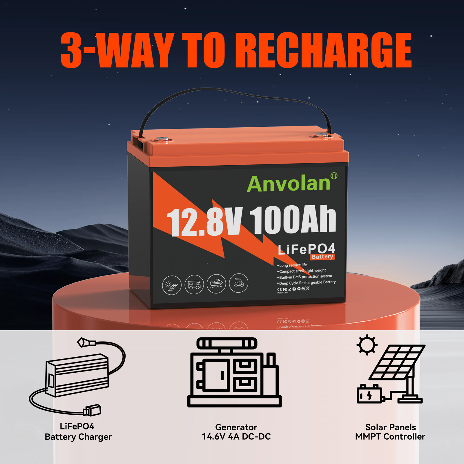 12Volt 100AH LFP LiFePO4 Lithium Battery DeepCycle for Replaces Lead Acid