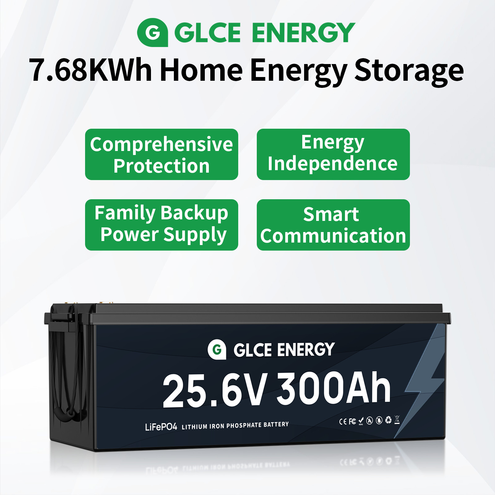 24V 300Ah Bluetooth LiFePO4 Battery 7.68kWh Deep Cycle Lithium Solar RV Marine