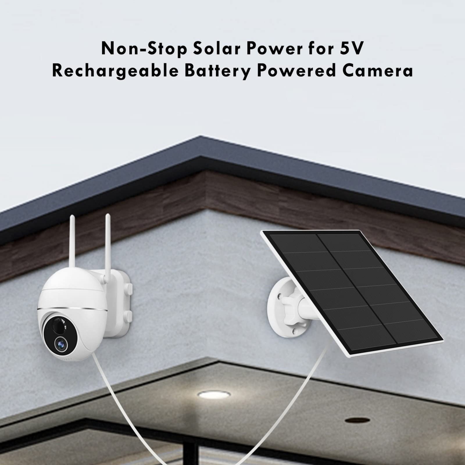 5W Solar Panel for Security Camera Outdoor, USB Charger, IP65 Waterproof