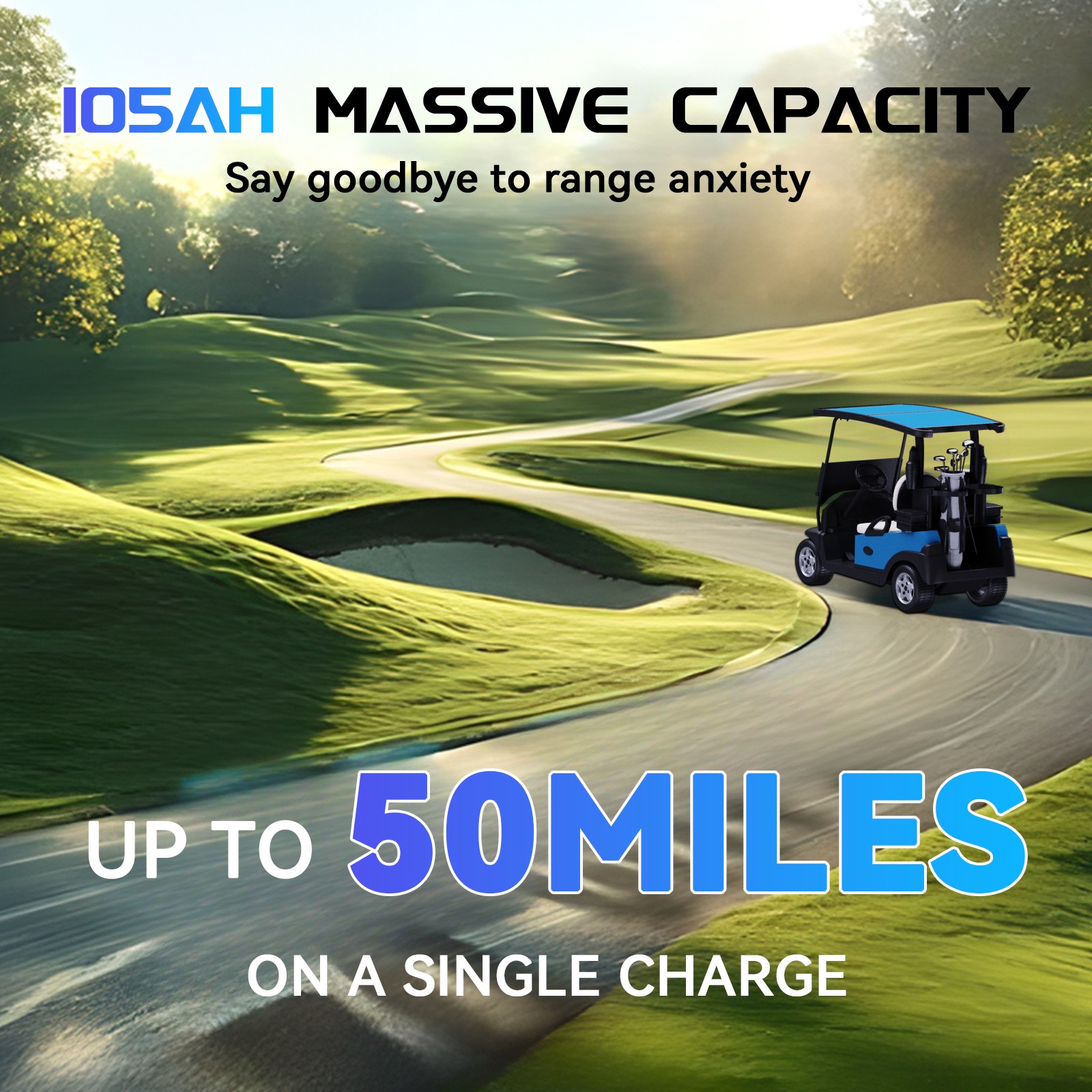 48V 105Ah Battery LiFePO4 Lithium Golf Cart 200A BMS 20000+Cycles +Monit+Charger