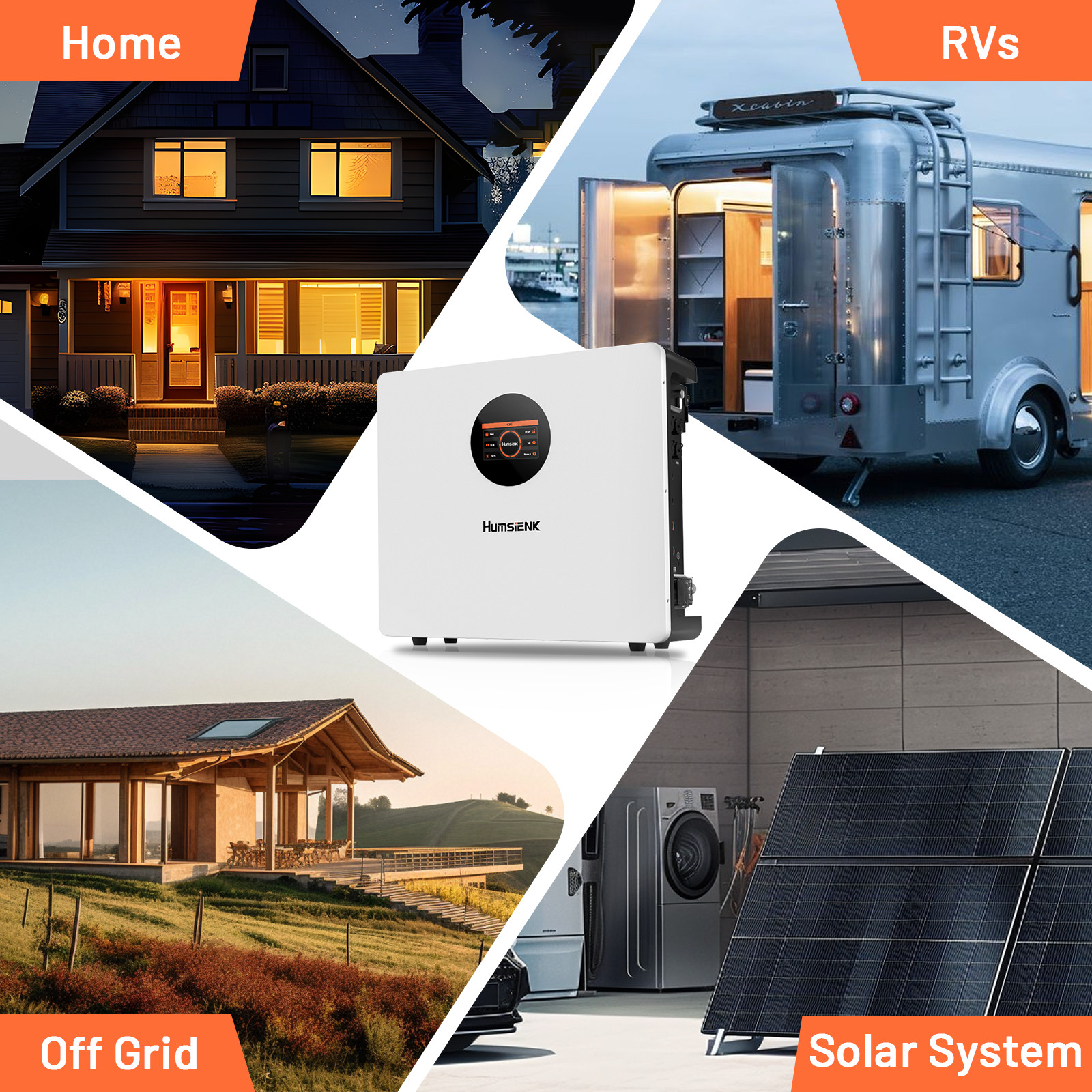 48V 100V 5120Wh Wall-Mounted Battery +48V 12KW Solar Hybrid Inverter Dual MPPT