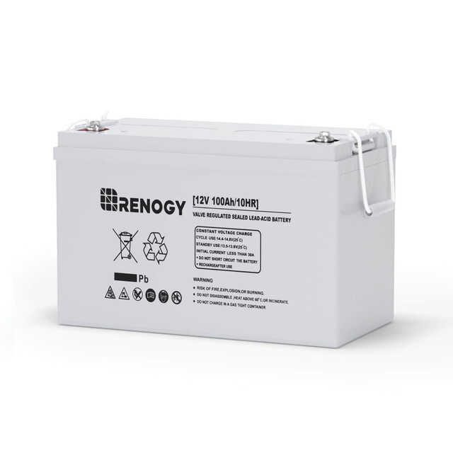 Renogy 12V 100AH Deep Cycle AGM Battery Rechargable for RV Solar Marine Off-Grid