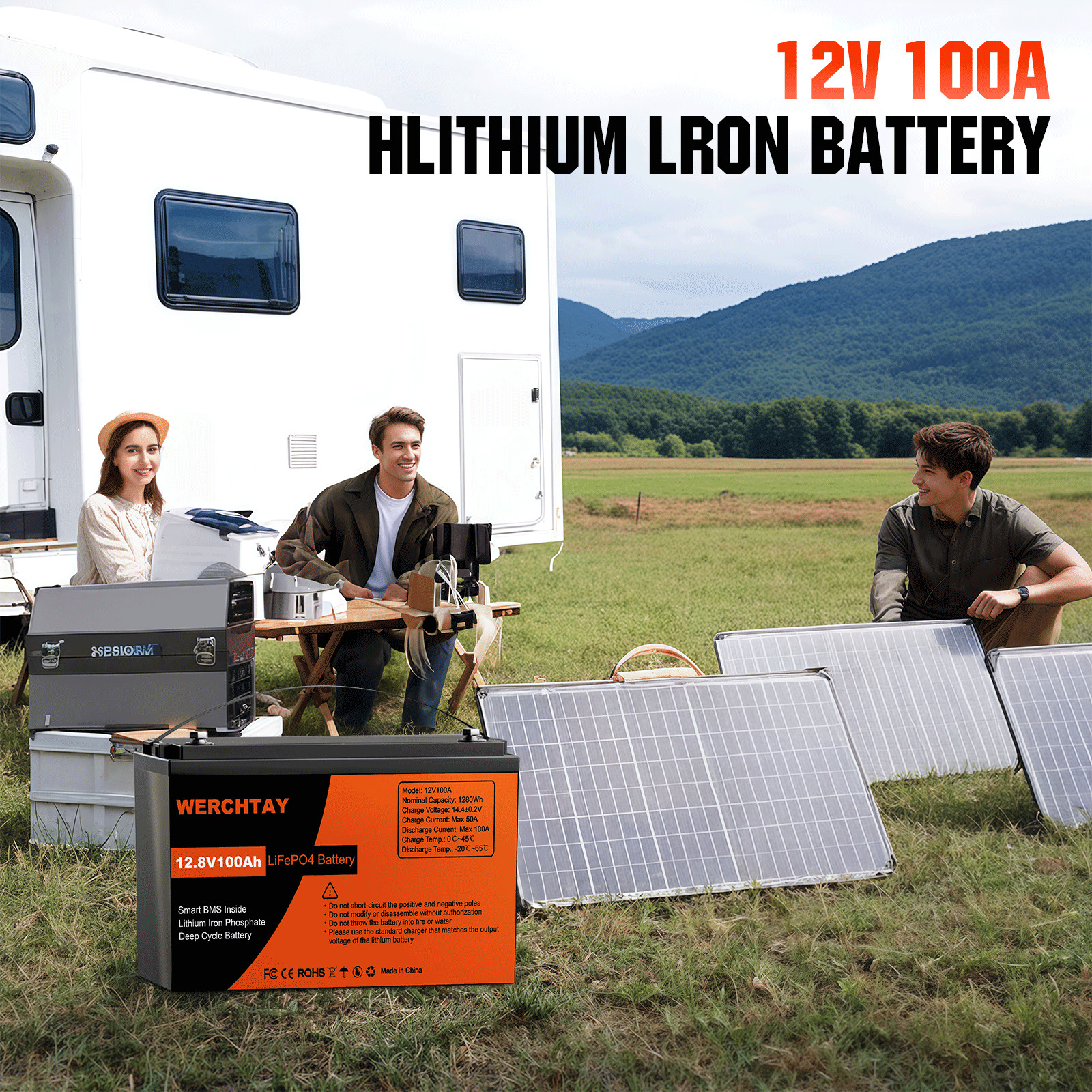 48V 100Ah LiFePO4 Lithium Battery Deep Cycle For RV Golf Cart 4 Group 12V 100Ah