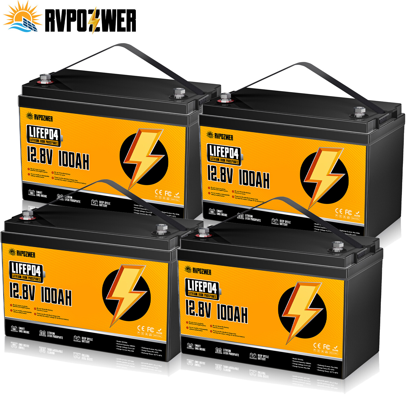 12V 100Ah 200Ah 300Ah LiFePO4 Lithium Battery 24V/36V/48V Deep Cycle For RV Home