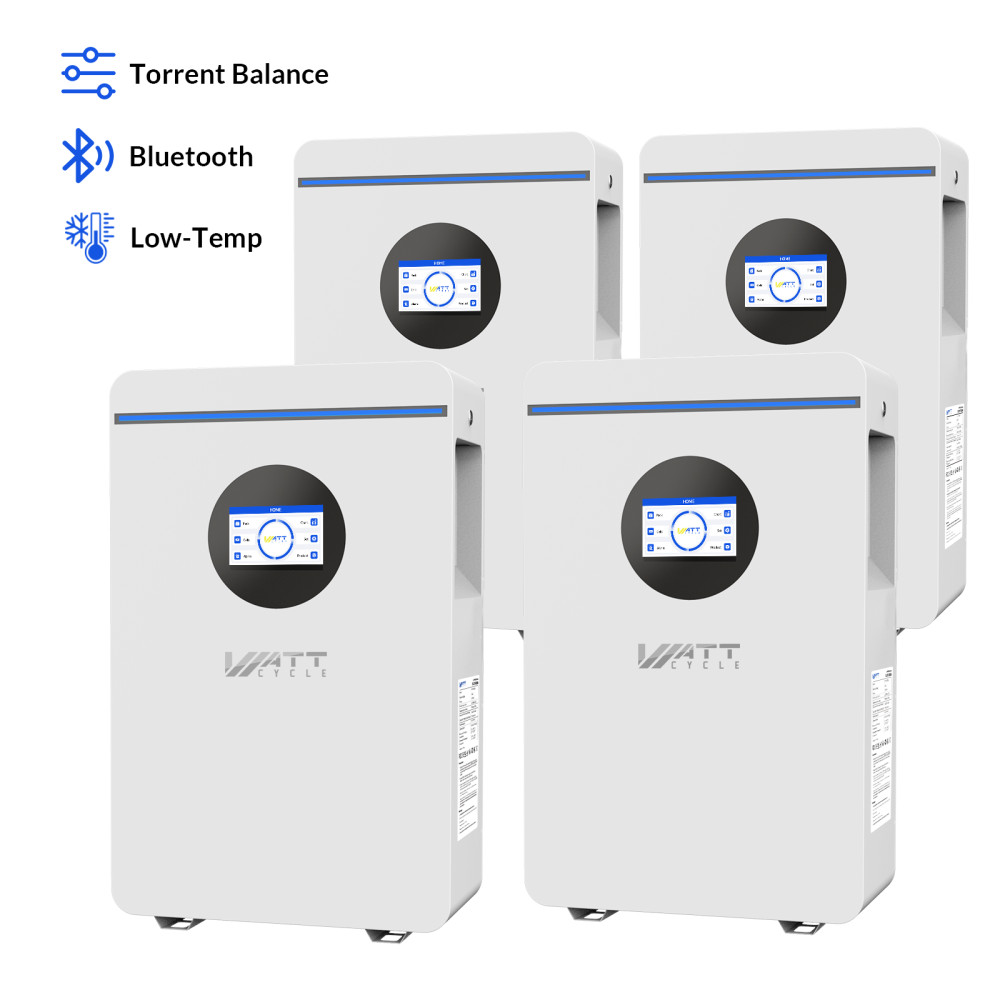 WattCycle 4Pack 20.48KWh 48V 100Ah LiFePO4 Lithium Battery EV-Grade A Cells APP