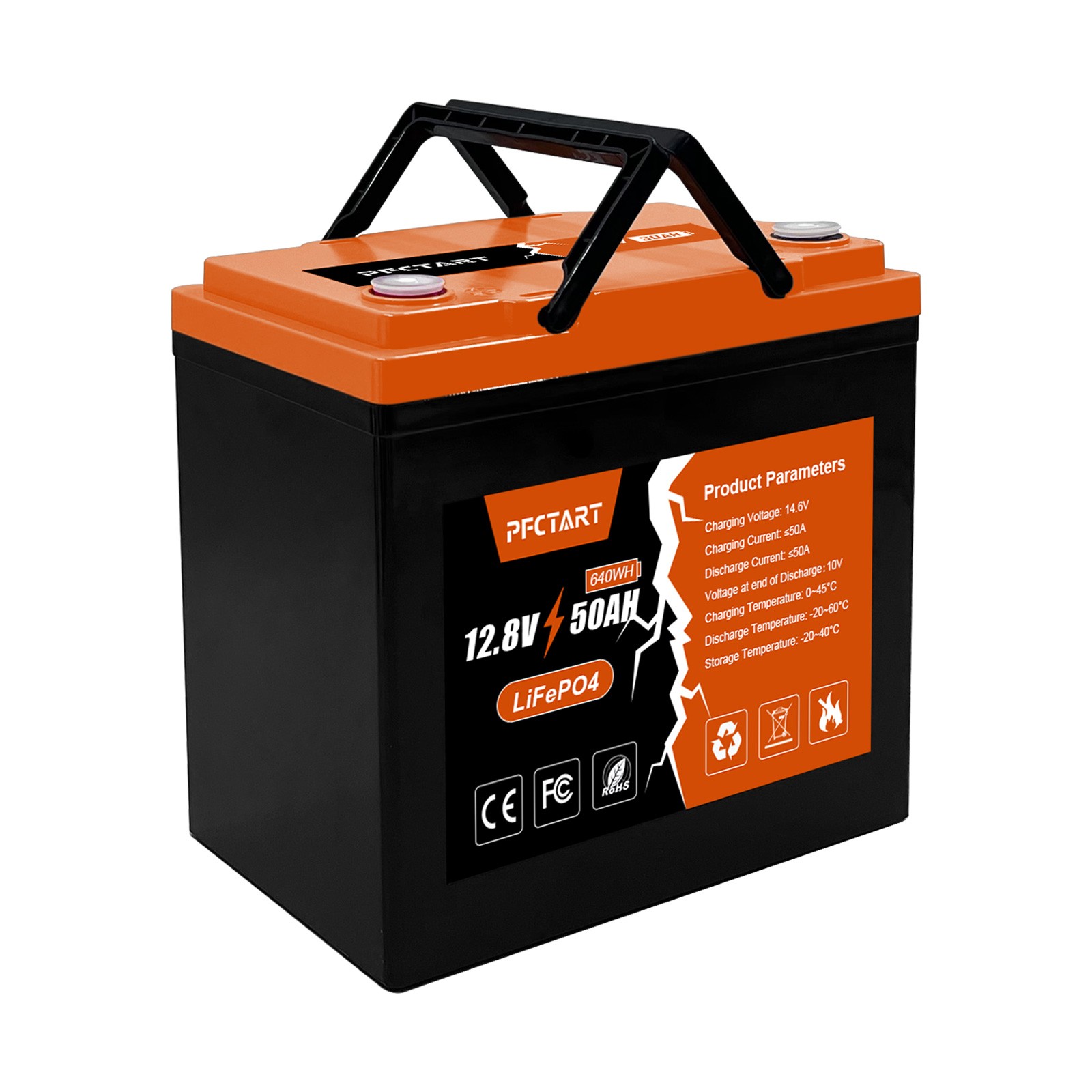 PFCTART 50Ah LiFePO4 Lithium 12V Battery Rechargeable With BMS For RV Homer Boat