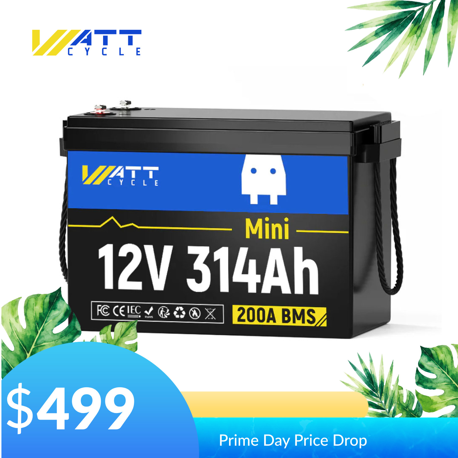 Lithium LiFePO4 12V 314Ah Mini Battery 200A BMS 4.01KWh Deep Cycle Off-Grid RV