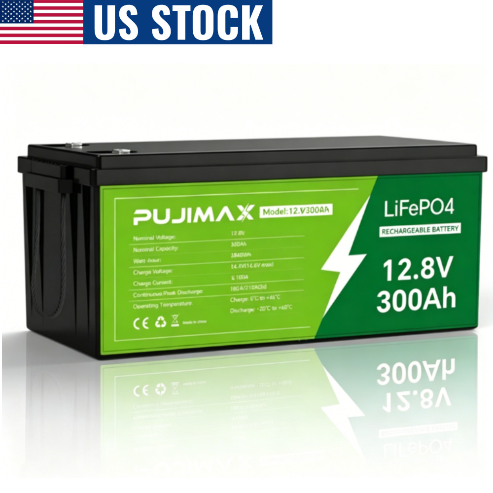 LiFePO4 12V 300Ah Lithium Battery Built-in BMS Deep Cycle for RV Solar Off-grid