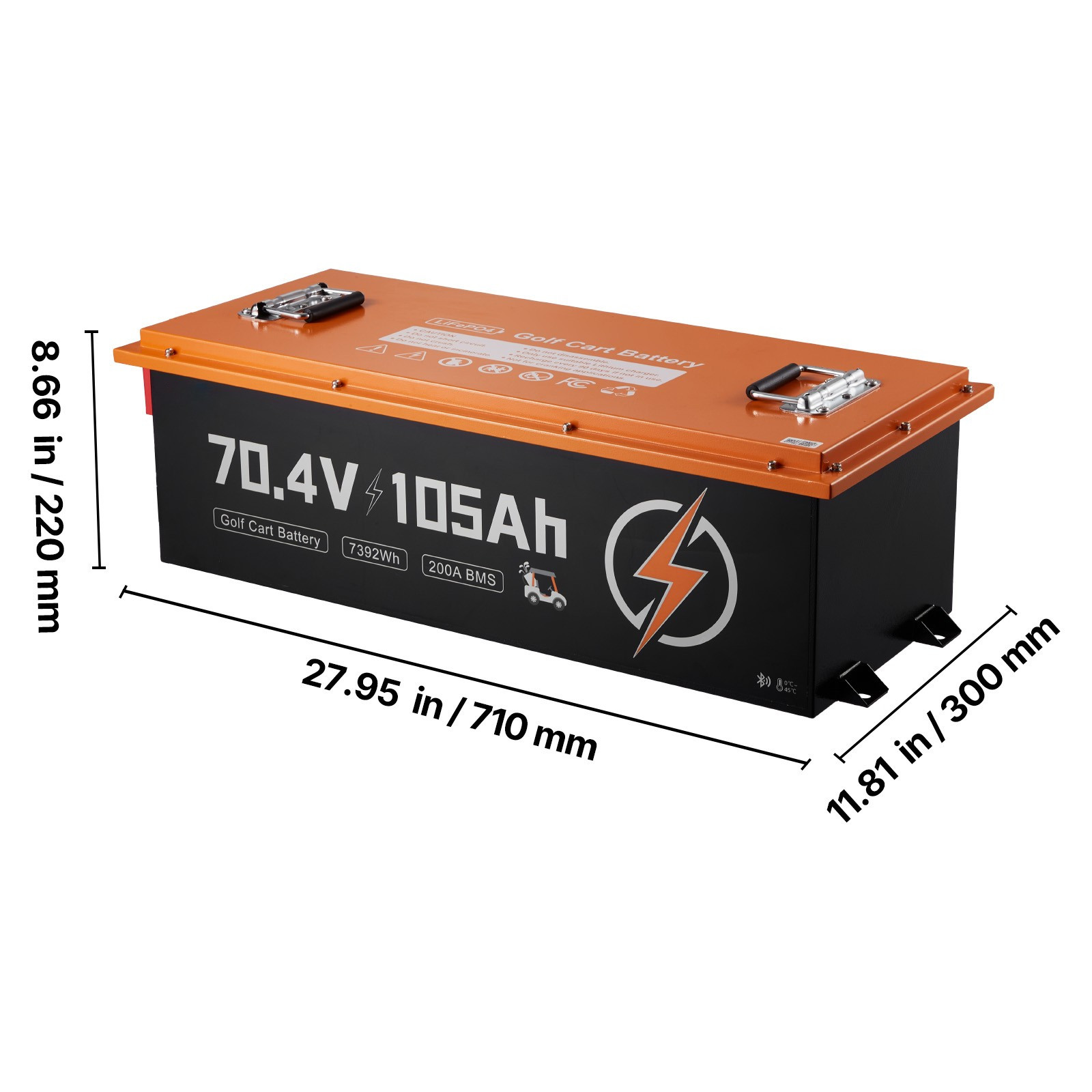 72V 105Ah Golf Cart Lithium Lifepo4 Battery & 15A Charger LCD Monitor Metal Case