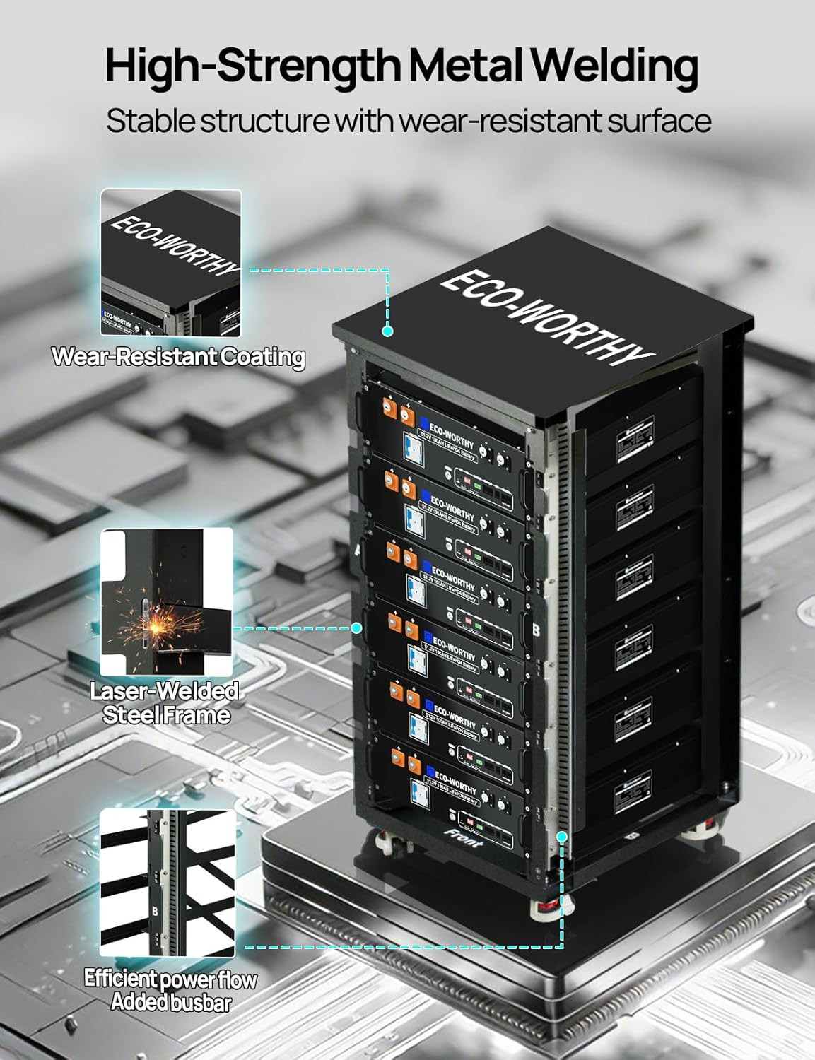 RACK6 V2, 6-Layer Server Rack with 600A Busbar, Compatible with All Rack Batter