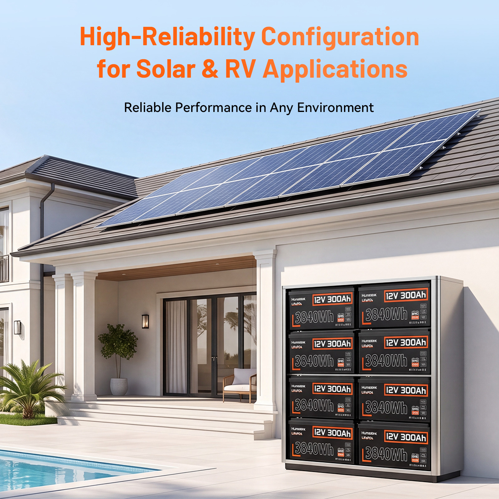Humsienk 12V 300Ah Battery 200A BMS 6000+ Deep Cycles 3840Wh Marine RV Off-grid