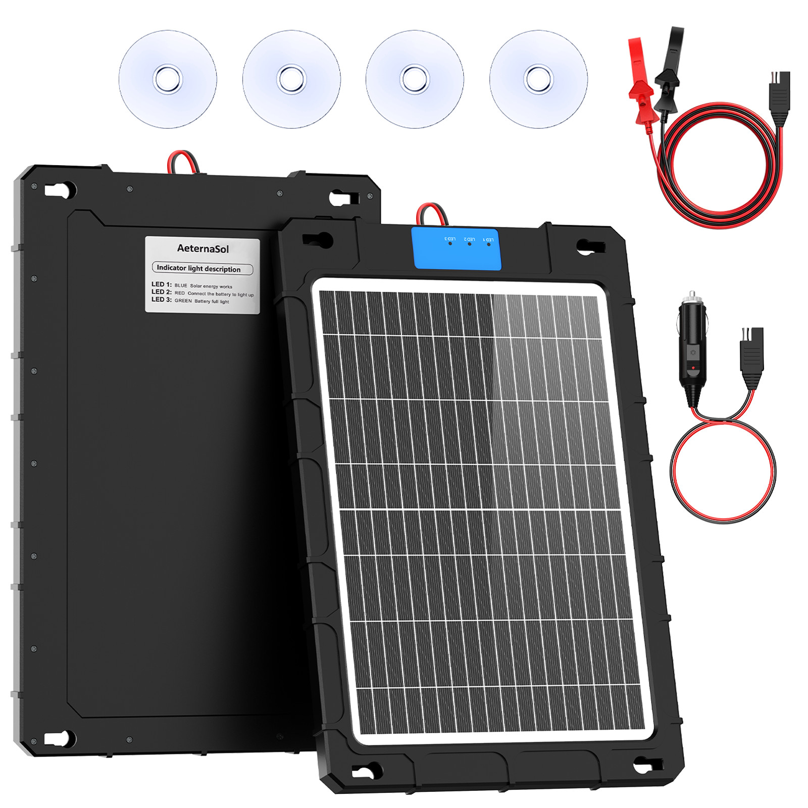 12W Solar Panel 12V Trickle Charger Battery Charger Kit Maintainer Boat Car RV