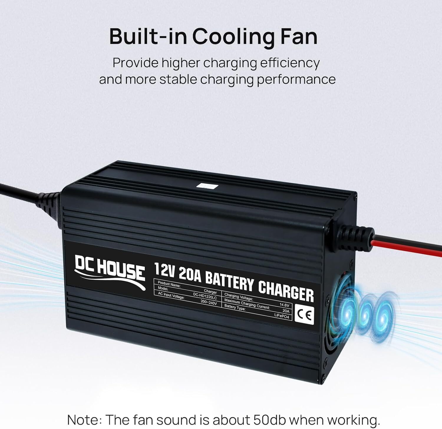 20-Amp 20A Smart Charger for Lithium Iron Phosphate (LiFePO4) Battery 12V 14.6V