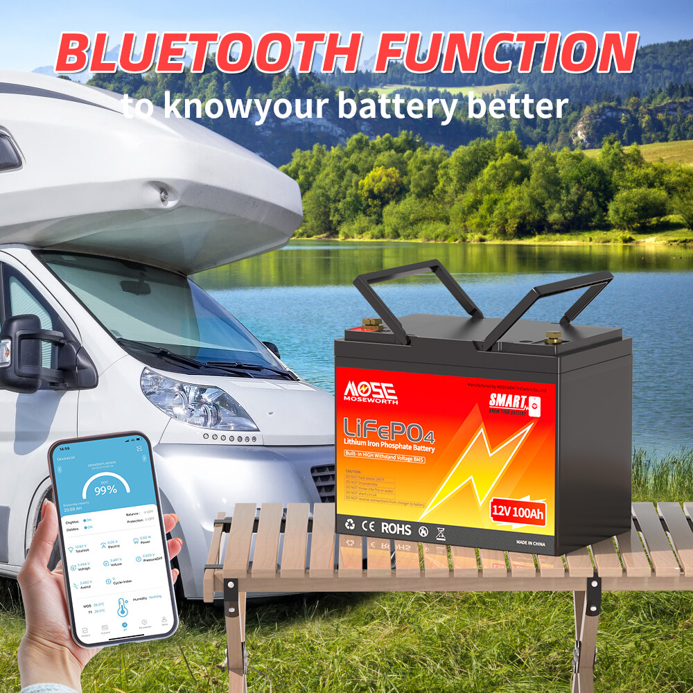 12V 100Ah LiFePO4 Bluetooth Lithium battery 15000+Deep Cycle BMS Solar Marine