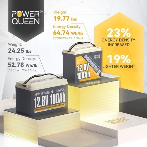 PowerQueen12V LiFePO4 Lithium Battery 100Ah/200Ah/300Ah For RV Solar Marine lot