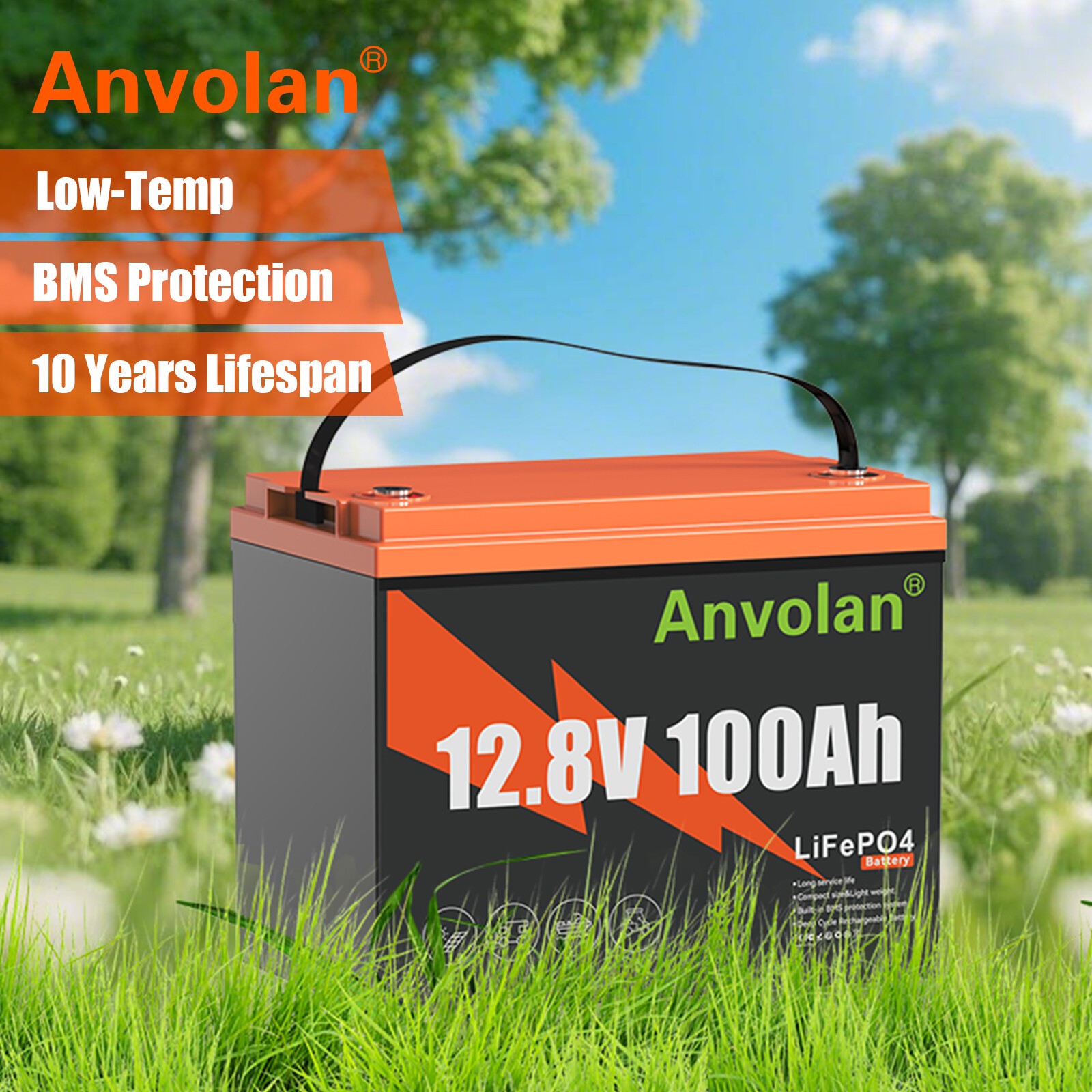 LiFePO4 Lithium 12V 100Ah Battery 15000+ Deep Cycle for Solar RV Boat with BMS