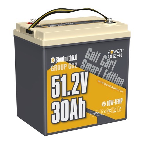 Power Queen 48V 30Ah Bluetooth Low Temp Golf Cart Lithium Battery BMS Deep Cycle